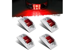 Partsam 4x Red Sealed Chrome Armored LED Trailer Clearance and Side Marker Light 12 LED