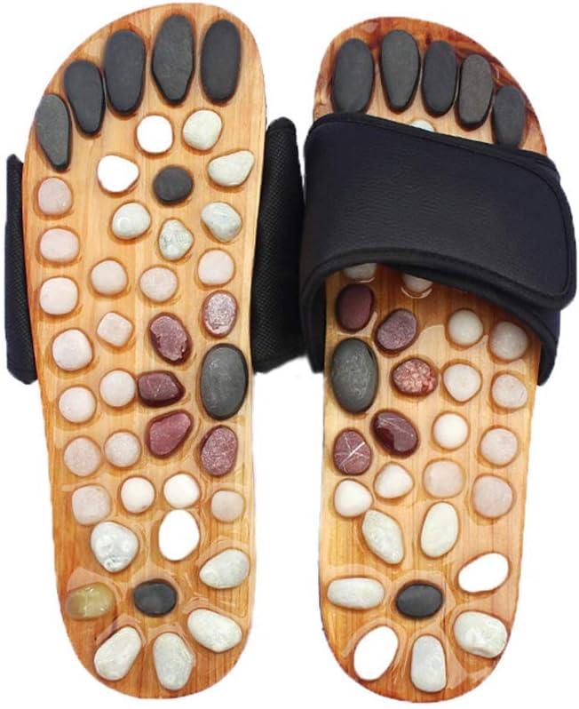 FAREVER Massage Slippers, Foot Massage Shoes for Women Men Home with Natural Stones Shiatsu Arch Pain Relief, Fit Men 10 Feet Size