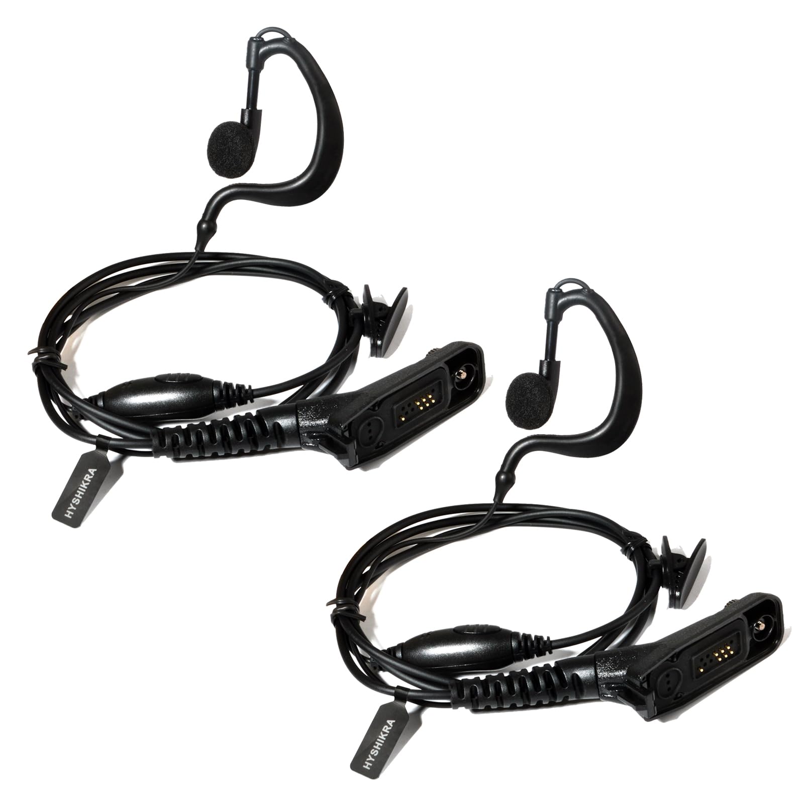 HYSHIKRA Walkie Talkie Security Earpiece Headset Compatible with Motorola DP3400 DP4400 DP4800 DGP4150 XiR-P8200 Radio G Shape Ear Piece with Mic and PTT (2 pack)