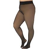 Aaronano Plus Size Fleece Lined Tight, Fake Translucent Winter Warm Thermal Leggings for Women, Black Thick Pantyhose