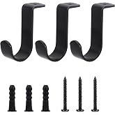 Sumnacon 3Pcs Ceiling Mount Curtain Rod Brackets,Metal Single Ceiling Curtain Rod Holder for 5/8-1 Inch Rod,Sturdy Curtain Rod Hooks for Living Room Bedroom Drapery Rod, Black