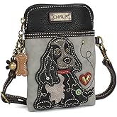 CHALA Dog Collection Cell Phone Crossbody Purse-Women PU Leather/Canvas Multicolor Handbag with Adjustable Strap