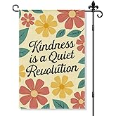 JQYCJTR Kindness Is a Quiet Revolution Garden Flag Double Sided Yard Outdoor Decoration 12x18 Inch, Inspirational Vector Floral Yard Garden Flag, Vintage Floral Outdoor Positive Decorative Banner