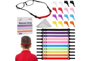 XFIRE-GEAR Kid Glasses Straps - 10 Psc Adjustable Eyewear Retainer with 10 pair Ear Hooks, No Tail Eyeglasses Holders Around Neck, Sunglasses Eyewear Retainer for Child&Big Kids (6.8-10in)
