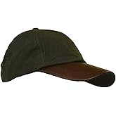 Walker and Hawkes Men's Wax Brunswick Baseball Cap w/Leather Peak, Olive - One Size