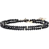 COAI Women's Crystal Bracelet, Adjustable Double Layered Faceted Gemstone Beaded Bracelet for Women 3mm