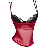 Milumia Women's Sexy Sheer Mesh Corset Top Y2k See Through Cami Crop Tops Rave Clubbing Outfits