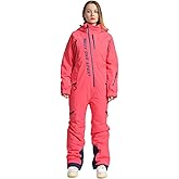 MOUS ONE Women One Pieces Ski Suits Waterproof Warm Insulated Ski Jumpsuit Removable Hood Snowsuit for Snow Sport