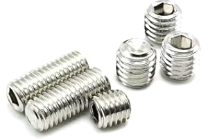 STILL AWAKE 50 Pcs M5x8mm Metric 304 Stainless Steel Hex Socket Set Flat Point Grub Screws Silver Tone for Towel Rack Door Knob （M5x8mm）