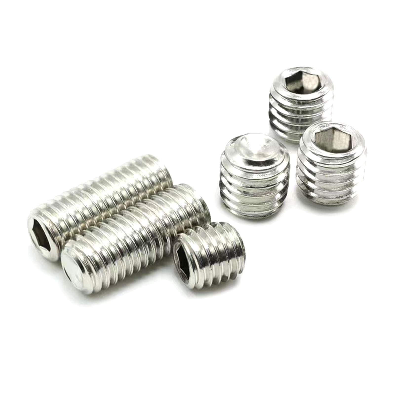 50 Pcs M6x6mm Metric 304 Stainless Steel Hex Socket Set Flat Point Grub Screws Silver Tone for Towel Rack Door Knob （M6x6mm）
