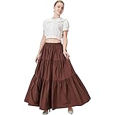 BEAUTELICATE 100% Cotton Victorian Maxi Skirt Women Gypsy Medieval Renaissance Boho Skirt Full Length