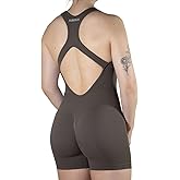 AUROLA Power Romper for Women Workout Yoga Gym Seamless One Piece Racerback Jumpsuit Tummy Control Padded Sports Bra