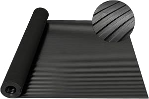ISXACFF 3.3Ft x 10Ft Rubber Flooring Mat Roll, 3MM Thickness Heavy Duty Wide Rib Garage Floor Mat, Non-Slip Rubber Floor Prot