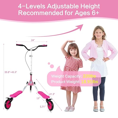 thumbnail image 2 of Swing Wiggle Scooter, 3 Wheel Foldable Drifting Scooter For Kids Ages 3 8 Years Old With 4 Level Adjustable Height Boys And Girls Gift 2 of 10