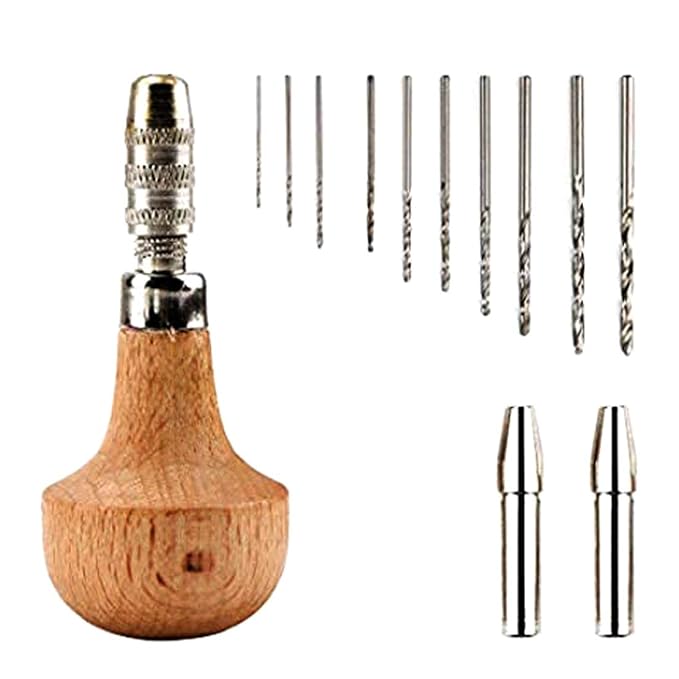 DIY Crafts Mushroom Handle Hand Twist Drill with Twist Bits & Collet for DIY Crafts Works