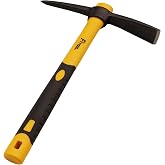 Forged Adze Pick, Weeding Mattock Hoe, Pick Axe 15-Inch, One Piece Intact Drop Forged, Plastic Coated Fiberglass Handle, 1.4LB