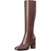 Lumeheel Women Knee High Boots Round Toe Chunky Heel Boots Gogo Boots with Side Zip Fashion Tall Boots for Women