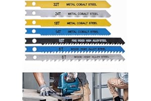 7Pcs U-Shank Jigsaw Blades Set, 85/100mm Carbon Steel Saw Blades (6/8/10/14/18/24/32T) for Wood Metal Plastic Cutting - Fast 