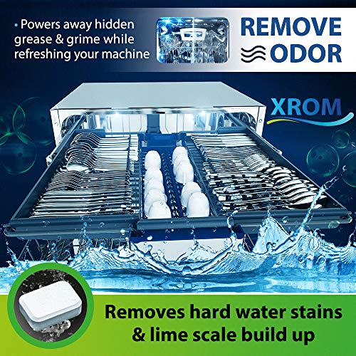 XROM Dishwasher Pro Cleaner and Descaler, Removes Odors & Hard Water Stains, Powerful Descaling, 6 Treatments.