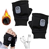 Heated Gloves,Portable Heating Gloves with Digital Display, Smart Thermostatic Heated Fingerless Gloves,Warming for Work Cycling Skiing Outdoor Snow