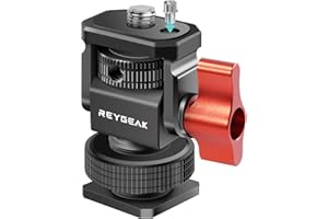 REYGEAK Camera Field Monitor Mount Monitor Holder with Cold Shoe 1/4" Screw 3/8" Hole for 5" & 7" Monitor, 360° Swivel 180° Tilt Damping Adjustable