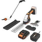 WORX Cordless Grass Shear &amp; Shrub Trimmer, 20V with Extension Pole, WG801.4 | 20V 4" Grass Shear &amp; 8" Shrub Trimmerblades; lightweight 2-lb; extension pole 2.0A battery &amp; chargerincluded; PowerShare.