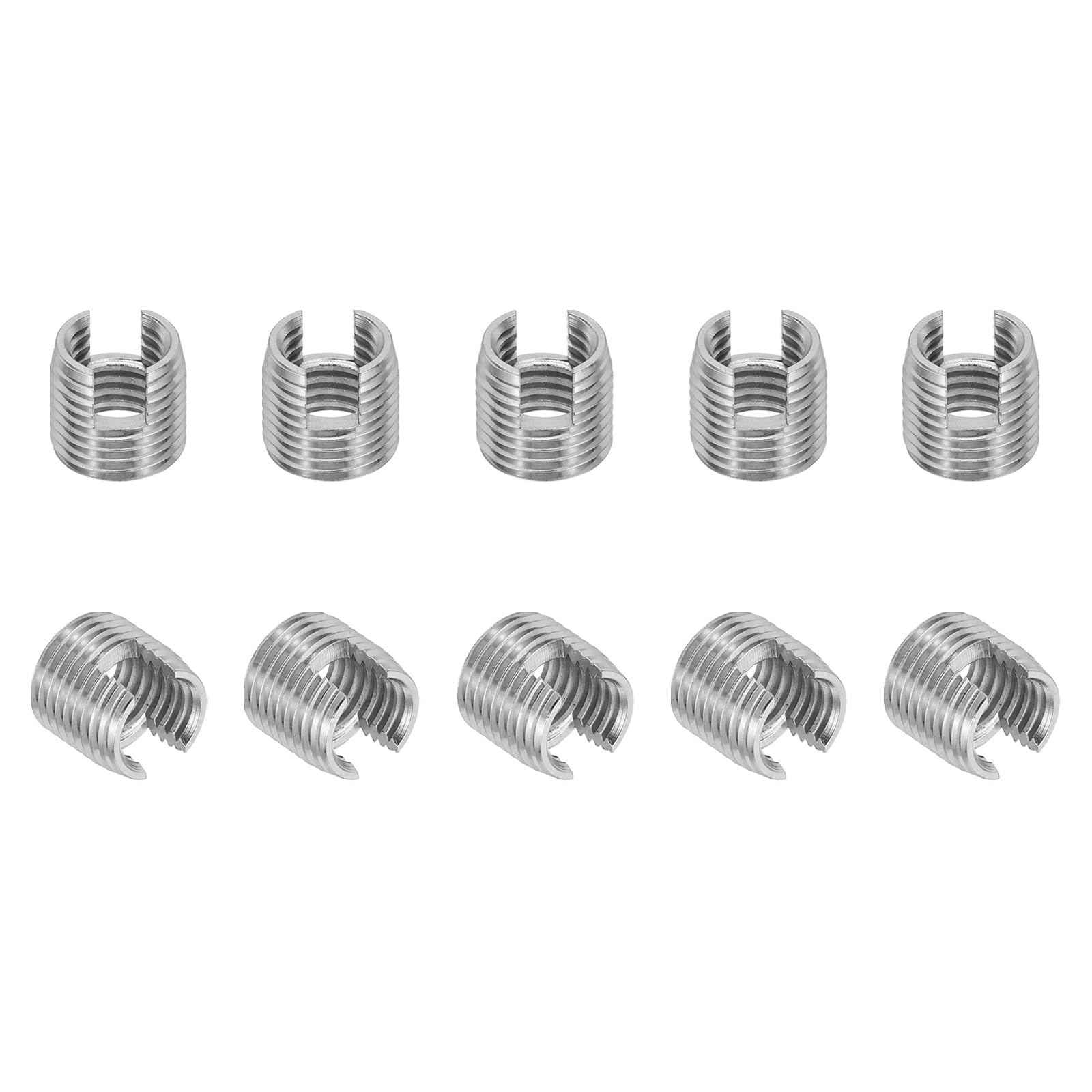 PATIKIL Self-Tapping Threaded Inserts, 10 Pcs M12 x M16 x 15mm 303 Stainless Steel Thread Adapter Reducer Slotted Screw Repair Inserts Nuts Sleeve