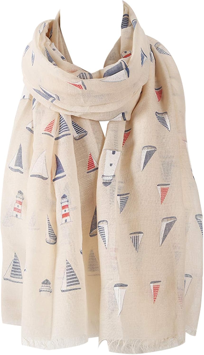 Écharpe Longue Clest F&H Imprimé Cœurs Rouge-Bleu - Polyester Doux, 90x180 Cm, Accessoire Vacances
