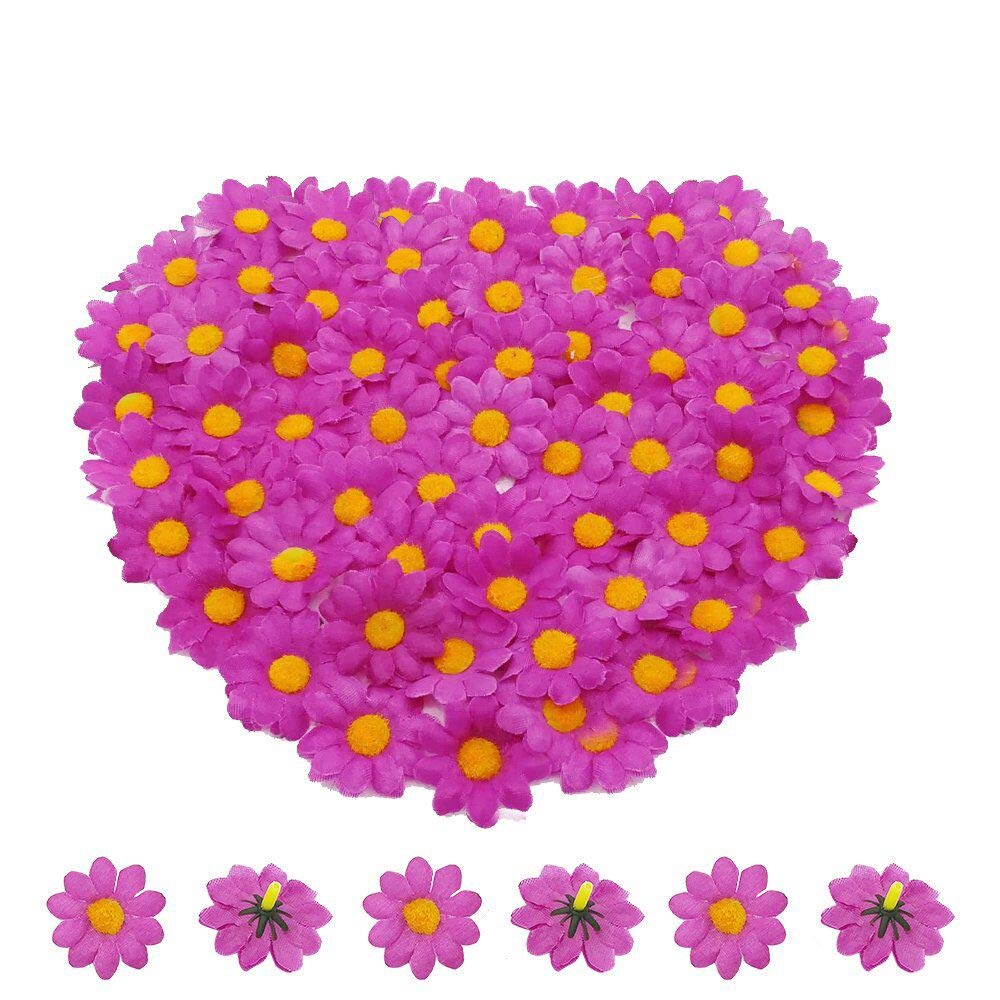 Artificial Daisy Flower Heads 100pcs Fake Gerbera Petals Light Purple for DIY Garland Craft Birthday Indoor Outdoor Party Easter Bonnet