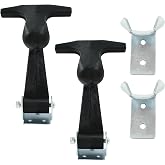 Biaungdo 2 Pcs Rubber Flexible Hood Catch, Black T-Handle Draw Latches | Stainless Steel T-Handle Hasp, With Brackets, For Hood/Tool Box/Vehicle Engine