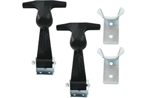 Biaungdo 2 Pcs Rubber Flexible Hood Catch, Black T-Handle Draw Latches with Brackets Stainless Steel T-Handle Hasp for Hood/Tool Box/Vehicle Engine