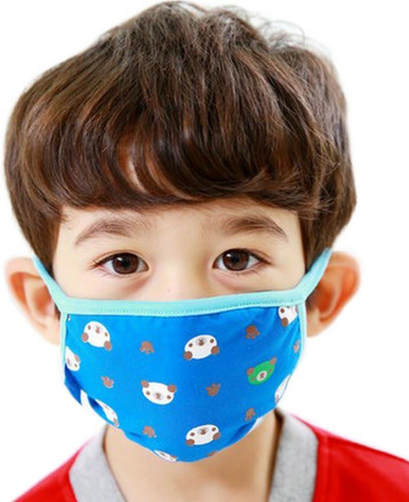 Ayygift 2pcs Baby Kids Footprint Panda Face Mouth Mask Antidust Warm Health (Blue)