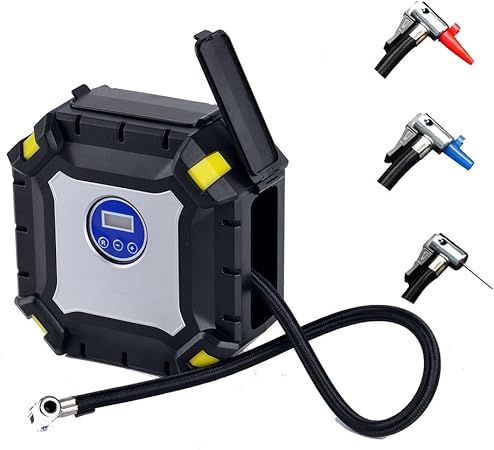 Amazon Co Jp 車用空気入れ エアコンプレッサー シガーソケット接続式 ３種類アダプターノズル付き Ledライト付き コンパクト 自動車 バイク ボール 浮き輪 レジャー用品 シリンダー２２ 車 バイク