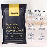 Sima Brand Exfoliating Washcloth Face Body Scrub Towel Black Hexagon Fibers view 2