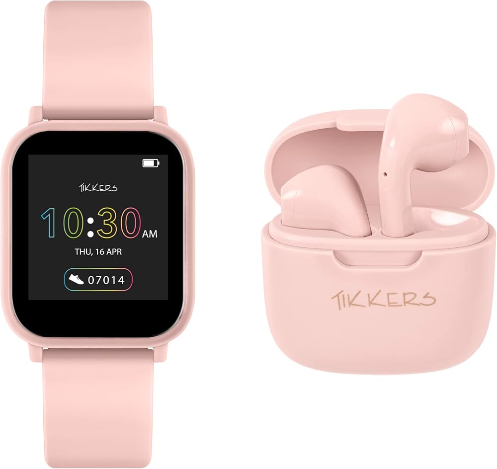 Tikkers Teen Series 10 Smart Watch & Earbuds Set - GPS, Fitness Tracker, Nude