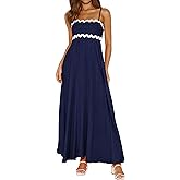 PRETTYGARDEN Womens Spaghetti Strap Maxi Dresses 2026 Summer Casual Sleeveless Smocked Boho A Line Long Flowy Beach Sundress
