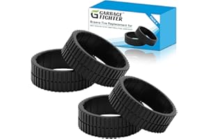 Garbage fighter Braava Tires Replacement for 380T/320/321/375T/390T/Mint Plus 5200/4200, Easy Installation, Anti-Slip, Great Adhesion, Wheel Rubber treads for All Kinds of Hardwood Floor(Black 4 Pack)