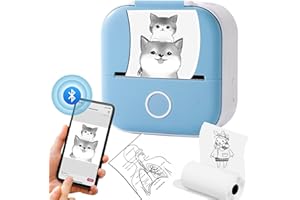 HOIUTER Print Pods Mini Printer, 2024 New Portable Mini Thermal Pocket Printer with Rolls Paper, Bluetooth Printer Pods Mini Printer Sticky Note Maker for Pictures Photos DIY Scrapbook (Blue)