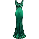MUXXN Women's 1950s Vintage Sleeveless Ruffle V Neck Mermaid Hem Cocktail Evening Gowns Dresses