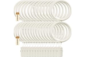 Lsgoodcare Set of 30 Decorative Metal Drapery Curtain Rings with Clips-1.5 Inch Interior Diameter, White Clip Rings for Curtain(Premium Iron Material)