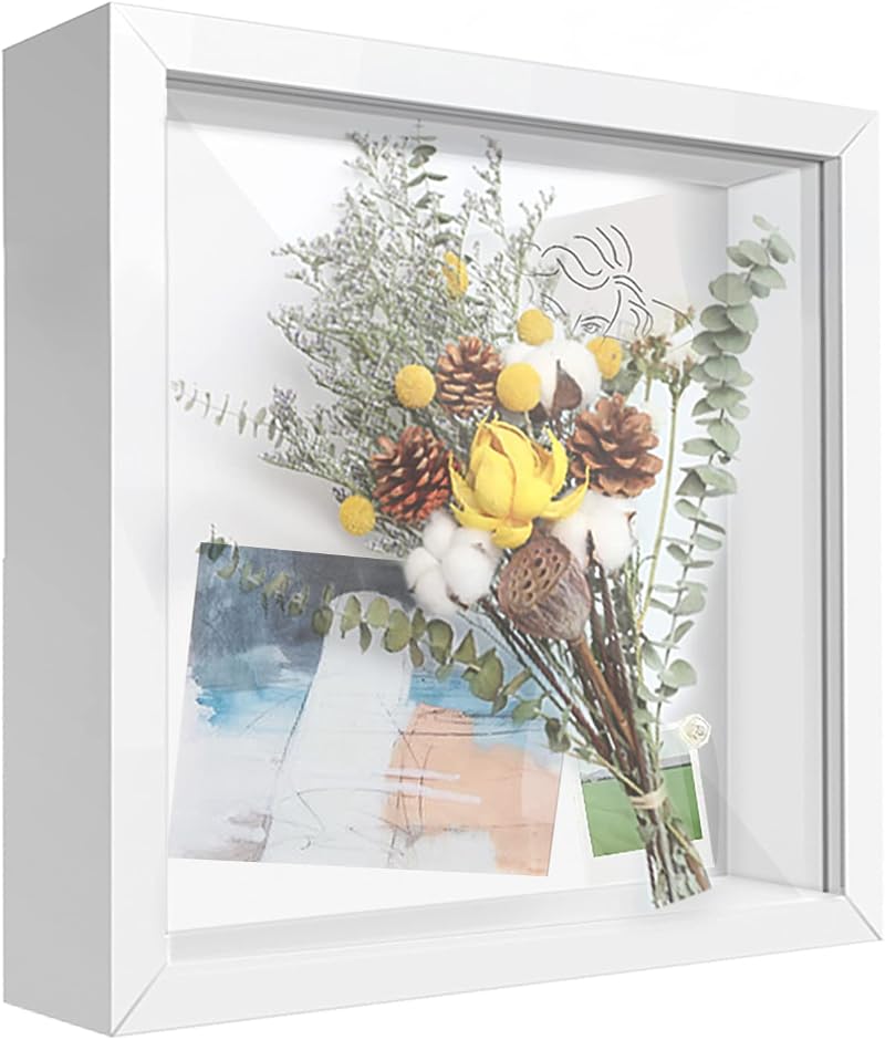 sunmeg 3D Shadow Box 8x8 Wooden Deep Frame with Letters DIY Decor