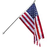 Annin Flagmakers Model 238 American Flagpole Kit 6ft 2 Section White Spinning Pole That Rotates 360 Degrees with US Flag, 3x5