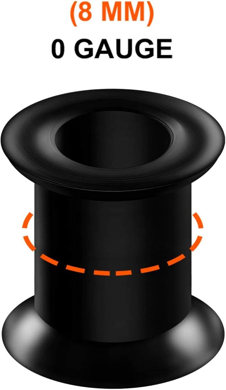 BanaVega 2PCS Silicone Black 0g 8mm Double Flared Saddle Ear Ring Stretcher Lobe Gauge Tunnel Plug Piercing Jewellery 5224 - Image 3