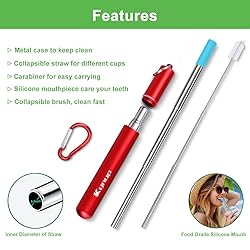 Kynup 4Packs Reusable Straws, Metal Straw with