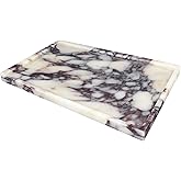 YMXYJM 100% Real Luxury Natural Marble Vanity Tray Genuine Calacatta Viola Marble Stone Storage Trays for Home Decor Bathroom Vanity Dresser Kitchen, Non-Resin/Non-Ceramic, 11.7" x 7.8"