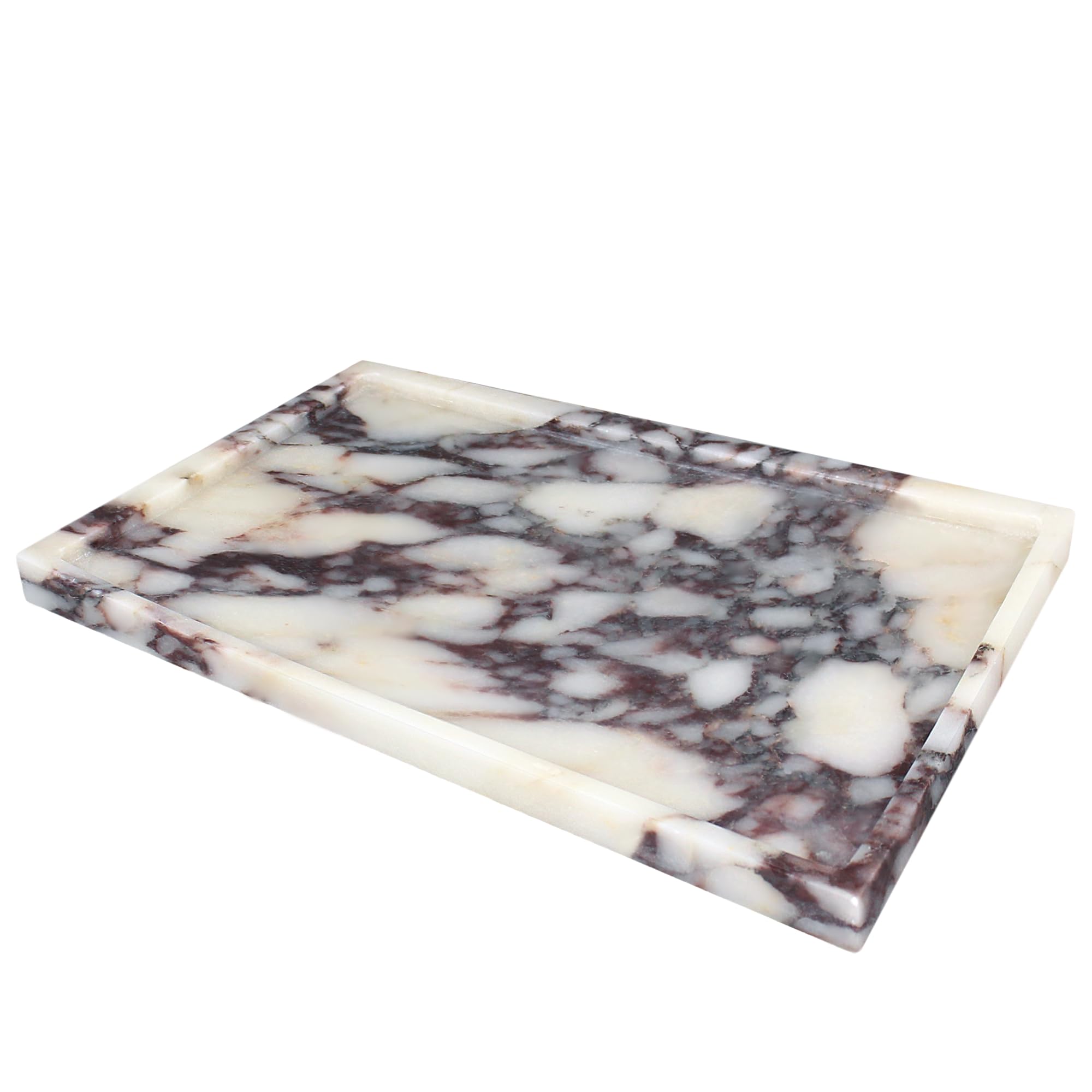 Photo 1 of YMXYJM 100% Real Luxury Natural Marble Vanity Tray Genuine Calacatta Viola Marble Stone Storage Trays for Home Decor Bathroom Vanity Dresser Kitchen, Non-Resin/Non-Ceramic, 11.7" x 7.8"
