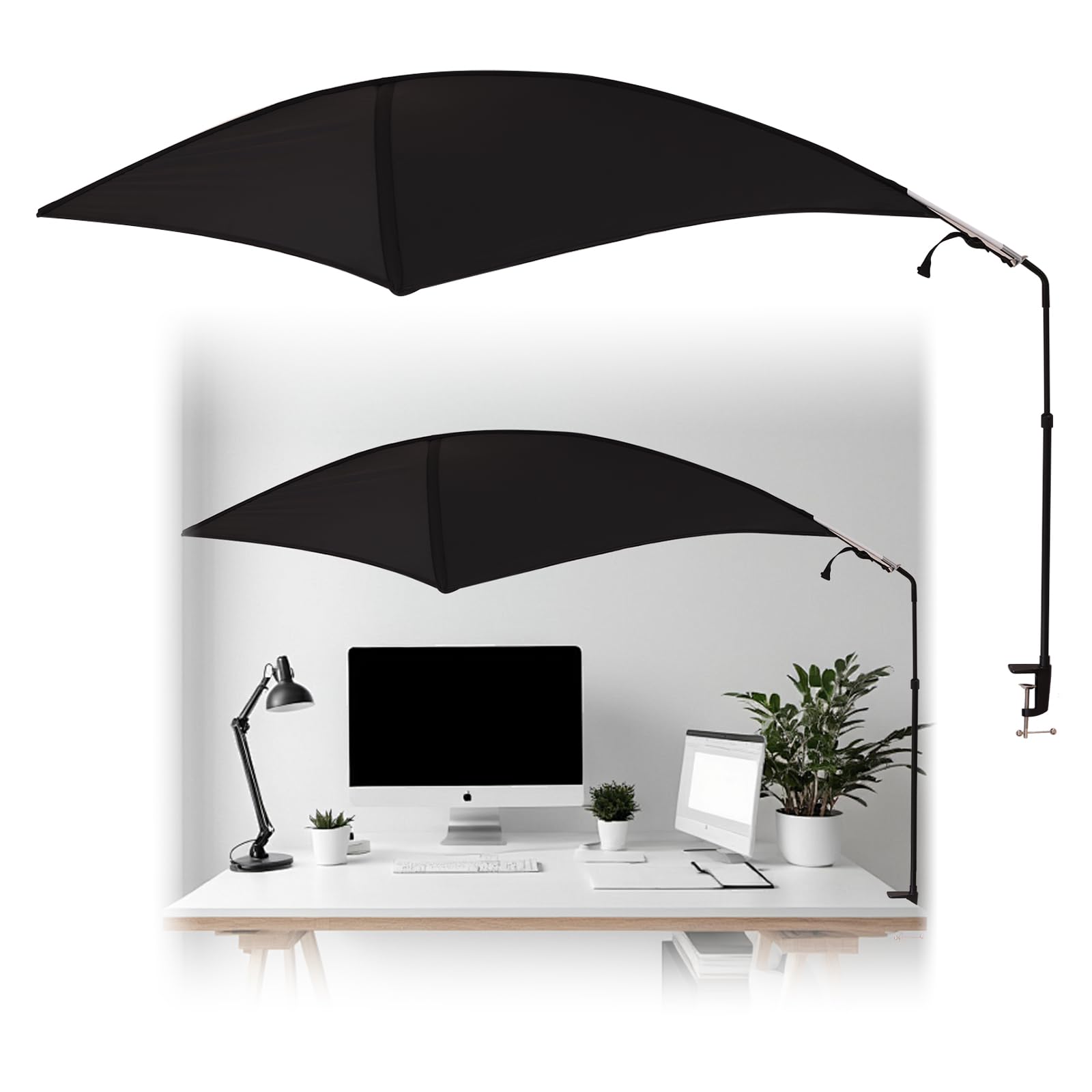 Photo 1 of Cubicle Shade and Desk Canopy, Adjustable Large Office Light Shield to Block Overhead Light and AC Draft, Privacy Tent and Portable Leaf Cover with Quick-Setup Kite Frame