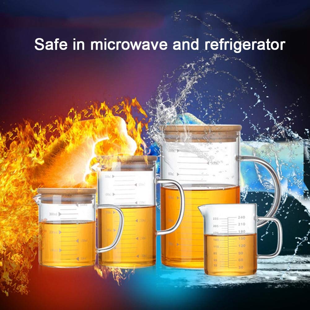 Ideal Para Te Y Cafe Everyone Liteness Vaso Medidor De Cristal Resistente Al Calor Jarra Vaso Escala Vaso Con Cubierta De Bambu Vasos Y Jarras Medidores Utensilios