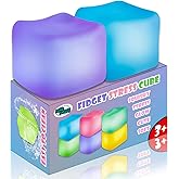2Pcs Stress Cube Glow in The Dark,Fidgets for Teens,Adults, Kids,Super Solid Squishy Toy,Squeeze Toys,Ice Cube,High Density Squeeze Toys,Stocking Stuffers,Cool Things(Blue + Purple)