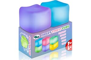 JANESVISSY 2Pcs Stress Cube Glow in The Dark,Fidgets for Teens,Adults, Kids,Super Solid Squishy Toy,Squeeze Toys,Ice Cube,High Density Squeeze Toys,Stocking Stuffers,Cool Things(Blue + Purple)
